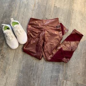 SOLD! NWOT VS Pink Ruby Rose Gold Foil Legging